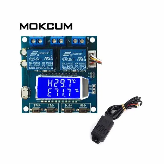 A23-- SHT20 Humidity Temperature Controller DC 12V 0-100%RH -20-60 Celsius Digital LCD Display 2-Channel Relay Module