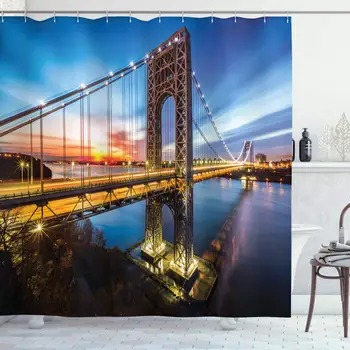 Apartment Decor Collection, George Washington Bridge Connecting NJ to Manhattan NY Sunlights Clear Sky Image, Polyester Fabric
Apartment Decor Collection, George Washington Bridge Connecting NJ to Manhattan NY Sunlights Clear Sky Image, Polyester Fabric