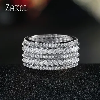 ZAKOL Wide Rings AAA Cubic Zirconia Full-zircon Marquise 5-row Multilayer Shiny Style Finger Ring FSRP241
ZAKOL Wide Rings AAA Cubic Zirconia Full-zircon Marquise 5-row Multilayer Shiny Style Finger Ring FSRP241