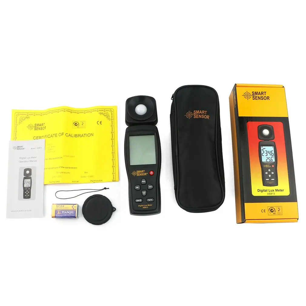 Smart Senor AS813 Digital Luxmeter Light Meter Lux/FC Meter Luminometer Photometer 100,000 Lux spectrometer spectrophotometer
Smart Senor AS813 Digital Luxmeter Light Meter Lux/FC Meter Luminometer Photometer 100,000 Lux spectrometer spectrophotometer