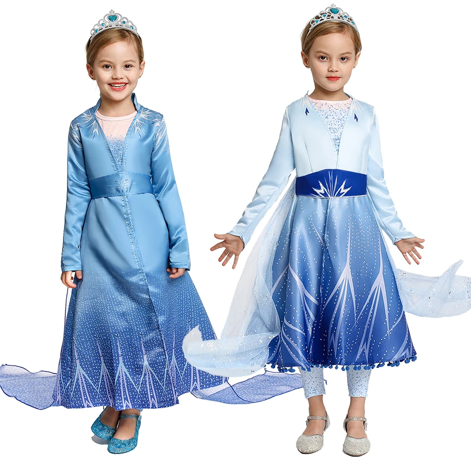 Нарядное платье принцессы для маленьких девочек Детский костюм Хэллоуина Эльзы