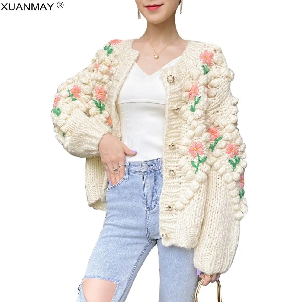 Handmade Embroidered Cardigan sweater 2020 Autumn Sweater Warm Thick Woolen hand-woven embroidered Button cardigan Sweater women
Handmade Embroidered Cardigan sweater 2020 Autumn Sweater Warm Thick Woolen hand-woven embroidered Button cardigan Sweater women