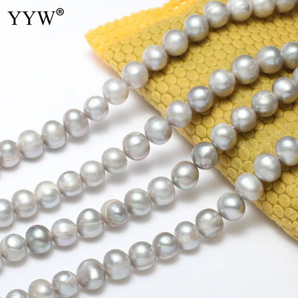 

AA Natural Potato Shape Freshwater Pearl Beads For Jewelry Making Diy Bracelet Necklace 8-9mm Gray Cultured Pearls 14.6" 15.7"