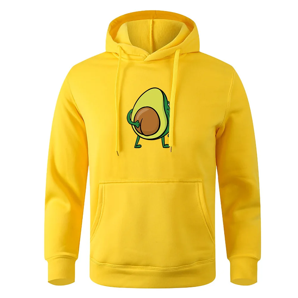 

Winter Personality Cute Couple Pullover Cartoon Avocado Print Warm Casual Student Hoodie Fashion Tide Clothes Female Sudadera