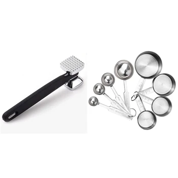 1pcs Meat Tenderizer, Heavy Duty Hammer Mallet Tool & 1 set Stainless Steel Measuring Cups and Spoons Set
1pcs Meat Tenderizer, Heavy Duty Hammer Mallet Tool & 1 set Stainless Steel Measuring Cups and Spoons Set