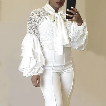 Sexy Transparent White Lace Blouse Woman Clothes Ruffles Long Sleeve Elegant Bow Tie Collar Ladies Womens Tops and Blouses Shirt
Sexy Transparent White Lace Blouse Woman Clothes Ruffles Long Sleeve Elegant Bow Tie Collar Ladies Womens Tops and Blouses Shirt