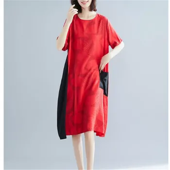 2019 summer new Korean fashion large size women's cotton and linen embroidered Pocket long dress loose dress
2019 summer new Korean fashion large size women's cotton and linen embroidered Pocket long dress loose dress