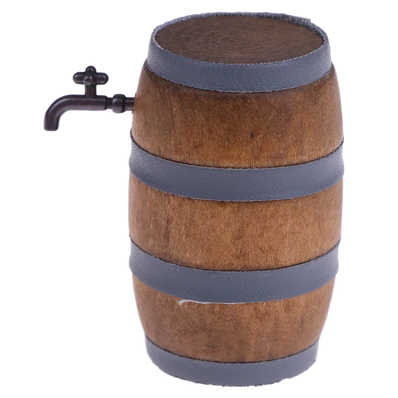 New 1:12 Scale Dollhouse Miniature Wine Beer Barrel Cask Keg and Glass Set for Dolls House Decoration Accessories |