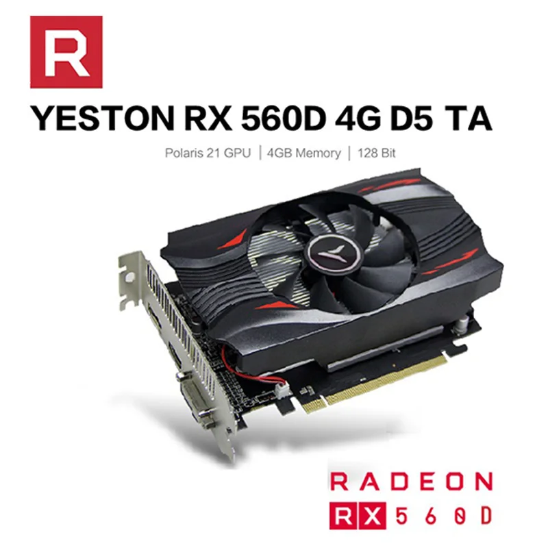 Yeston RX560D-4G D5 TA Graphic Card 1176-6000MHz 4G 128bit GDDR5 Gaming Graphics Card with DP + HDMI + DVI-D
Yeston RX560D-4G D5 TA Graphic Card 1176-6000MHz 4G 128bit GDDR5 Gaming Graphics Card with DP + HDMI + DVI-D