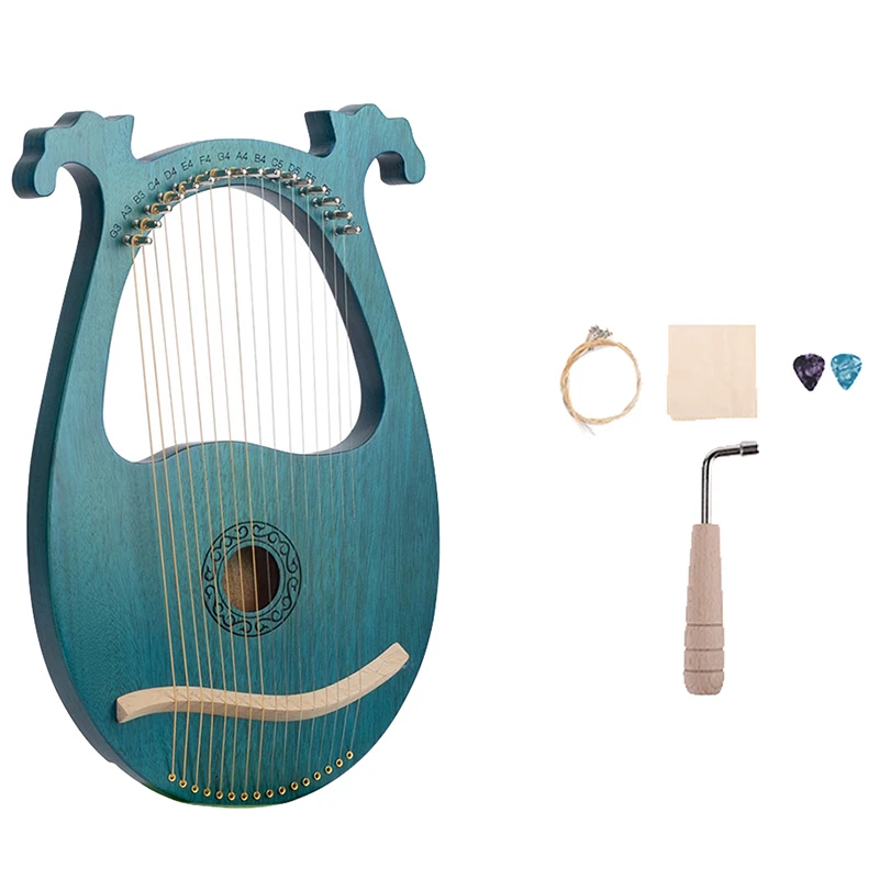 Lyre Harp, 16 String Mahogany Body String Instrument Body Instrument with Tuning Wrench and Spare Strings
Lyre Harp, 16 String Mahogany Body String Instrument Body Instrument with Tuning Wrench and Spare Strings