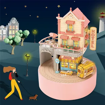 3D Jigsaw DIY Handmade Hut Handmade Assembled around Diary Music Box Assembled Model