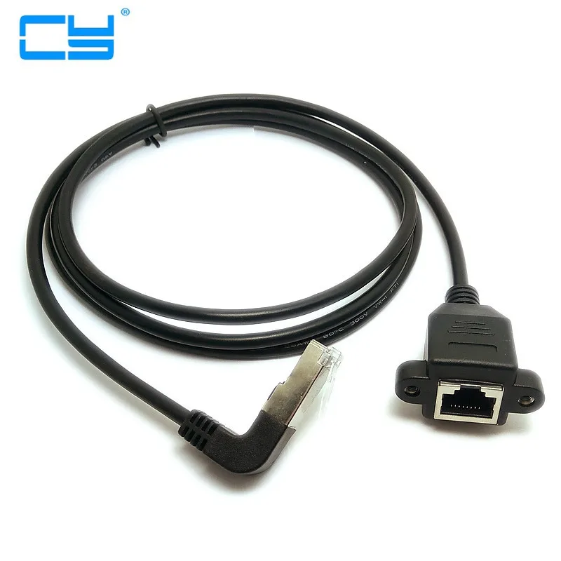 

0.3 M-1.5 M Para Baixo Em Angulo de 90 Graus 8P8C FTP STP UTP Cat 5e Lan RJ45 Masculino para Feminino Cabo de Extensao de Rede E