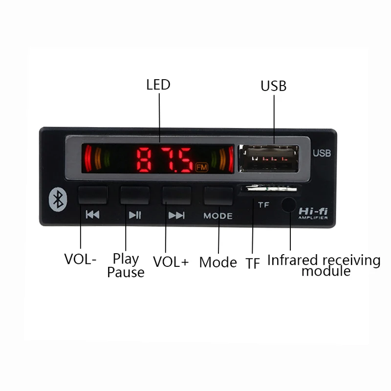 Wireless Bluetooth 5.0 MP3 Decoding Board Module DC 5V 12V TF Card/USB/FM Radio Module For Car Accessories DIY MP3 Music Player
Wireless Bluetooth 5.0 MP3 Decoding Board Module DC 5V 12V TF Card/USB/FM Radio Module For Car Accessories DIY MP3 Music Player