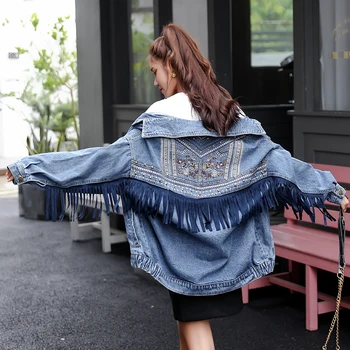 Loose Embroidery Korean Clothes Fashion Tassel Denim Jacket Women Coat 2020 New Spring Autumn Cowboy Outerwear Large Size C01605
Loose Embroidery Korean Clothes Fashion Tassel Denim Jacket Women Coat 2020 New Spring Autumn Cowboy Outerwear Large Size C01605