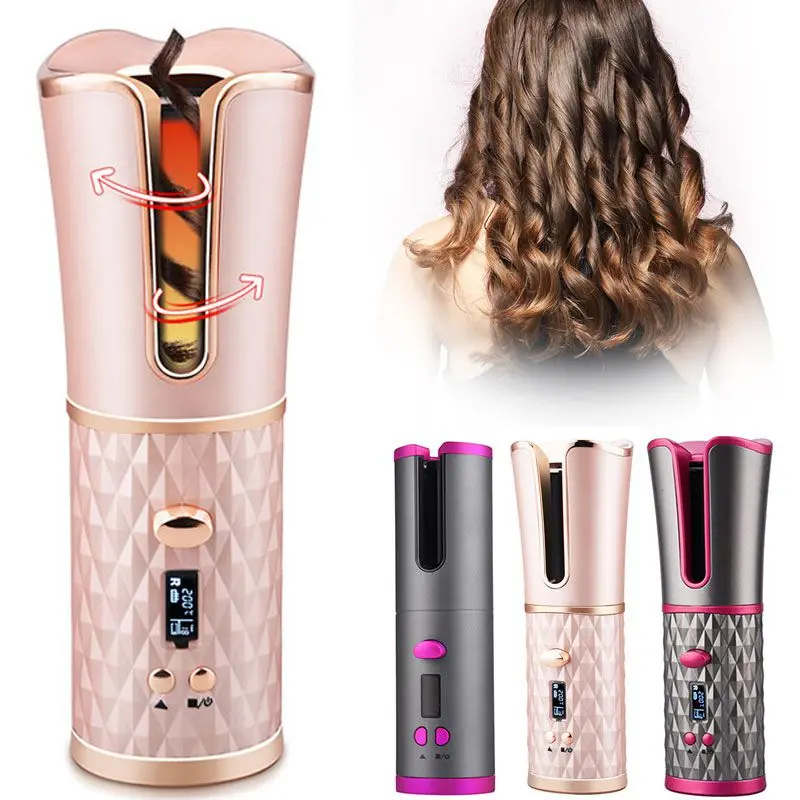 USB Cordless Automatic Hair Curler Iron Ceramic Rechargeable Auto Rotating Curling LCD Display Portable Curls Waver Styling Tool
USB Cordless Automatic Hair Curler Iron Ceramic Rechargeable Auto Rotating Curling LCD Display Portable Curls Waver Styling Tool