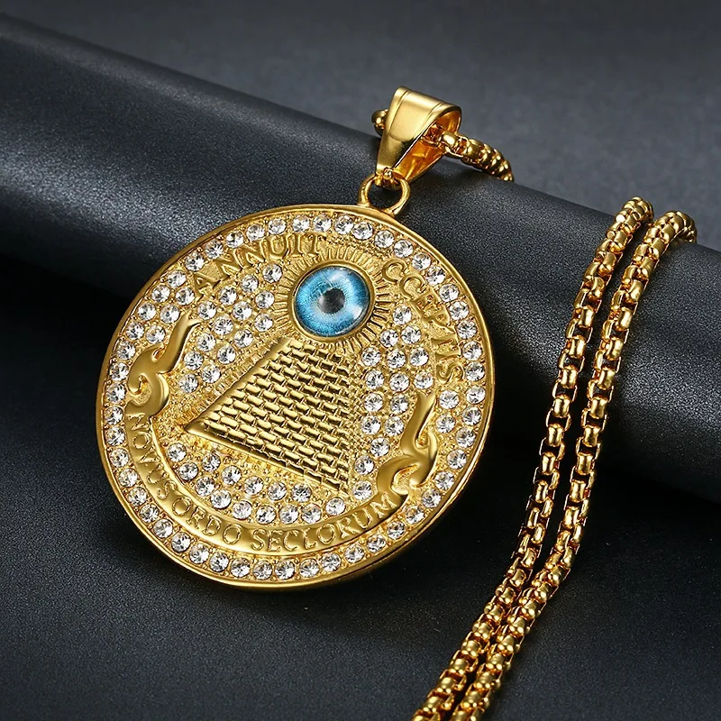 Retro Big Round CZ Egyptian Pyramid Eye of Horus Provi Dence Pattern Pendant Men's Necklace Hip Hip Jewelry Accessories
Retro Big Round CZ Egyptian Pyramid Eye of Horus Provi Dence Pattern Pendant Men's Necklace Hip Hip Jewelry Accessories