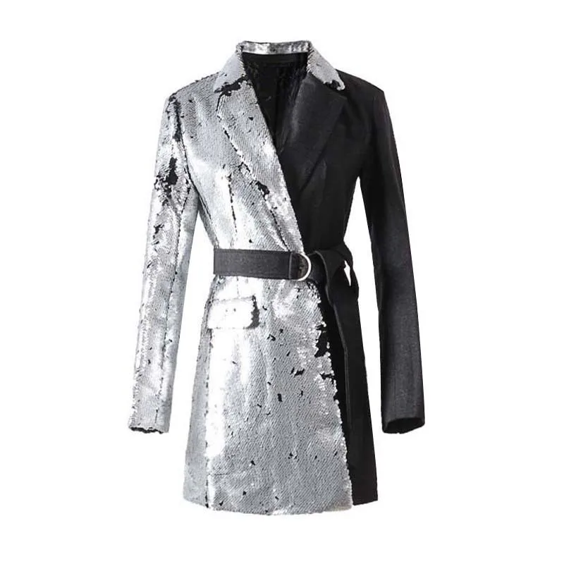 Heavy work sequin stitching lapel in the long paragraph autumn and winter new two-color sequins contrast color personality suit
Heavy work sequin stitching lapel in the long paragraph autumn and winter new two-color sequins contrast color personality suit