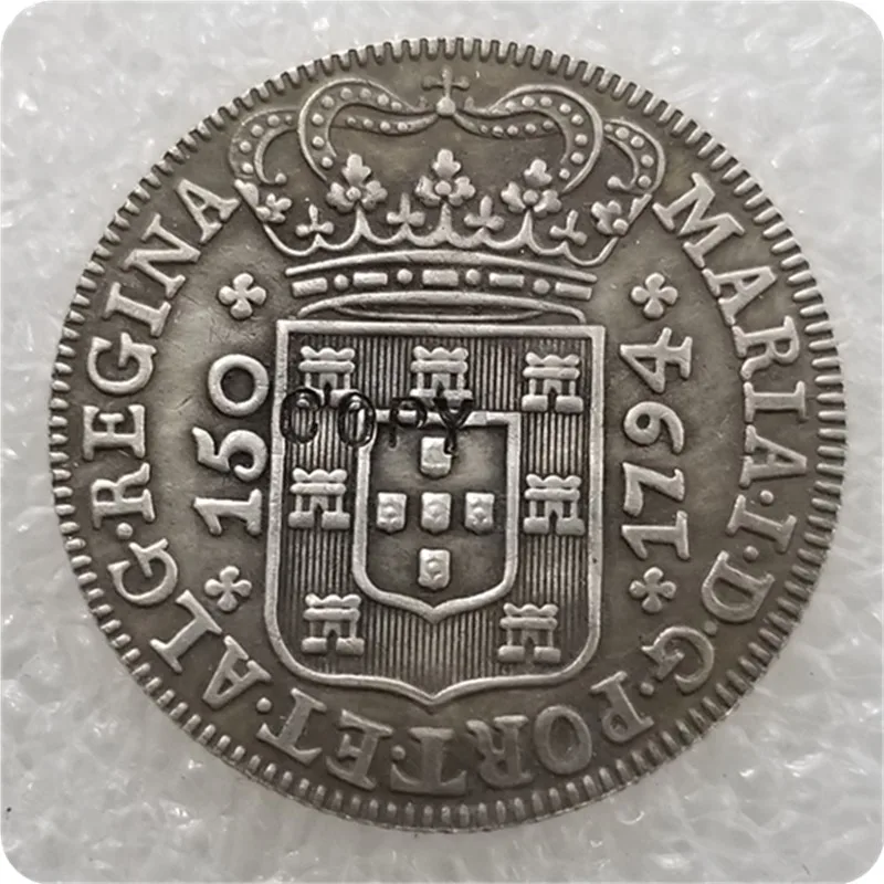 Фото 1794 Azores (Португалия) 150 рис Мария я копия монеты|Безвалютные - купить