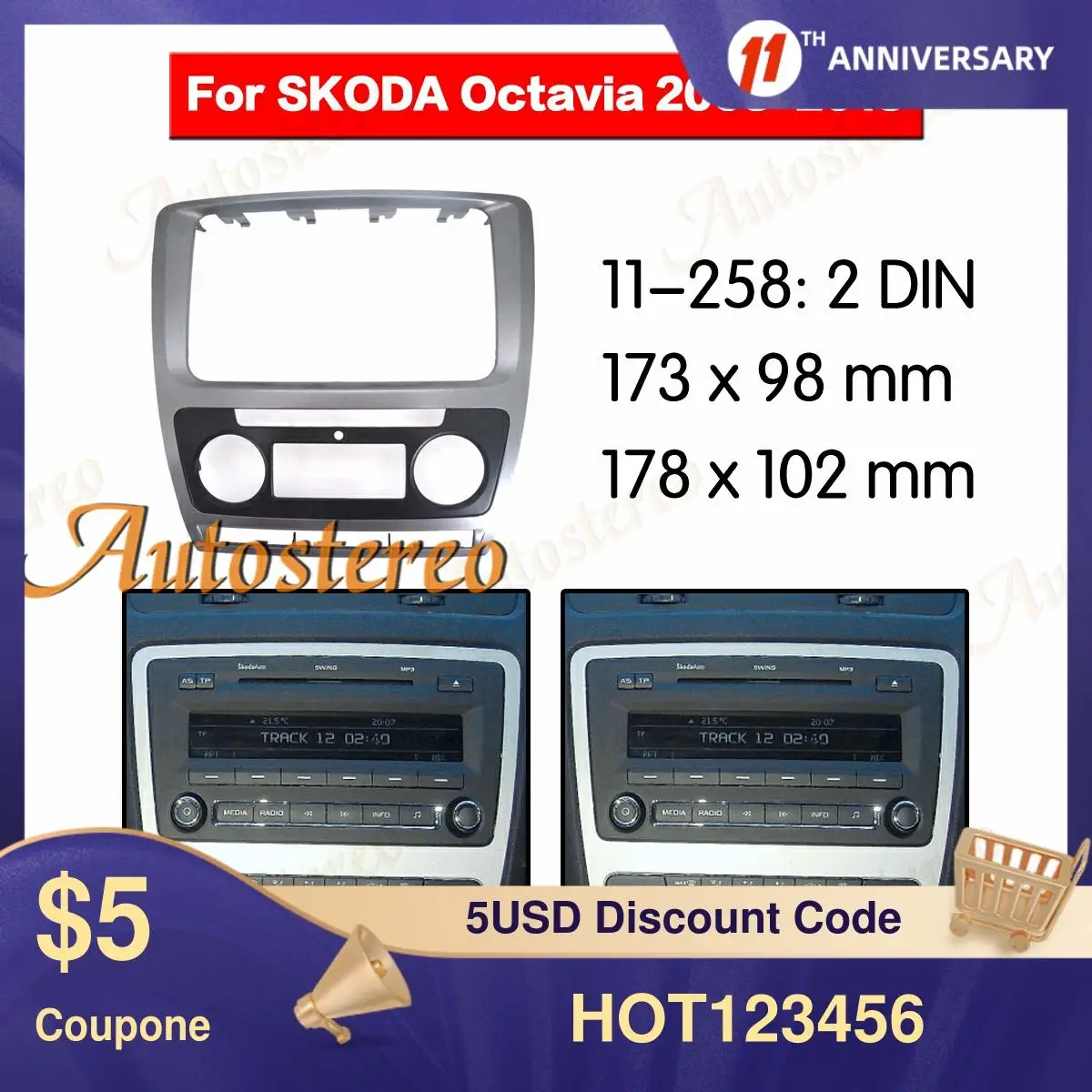 Car radio Frame Panel Auto Radio Stereo Fascia For 2010 Skoda Octavia (RS/ Yi Zun/ 2013 Yijun, Silver) Stereo Frame
Car radio Frame Panel Auto Radio Stereo Fascia For 2010 Skoda Octavia (RS/ Yi Zun/ 2013 Yijun, Silver) Stereo Frame
