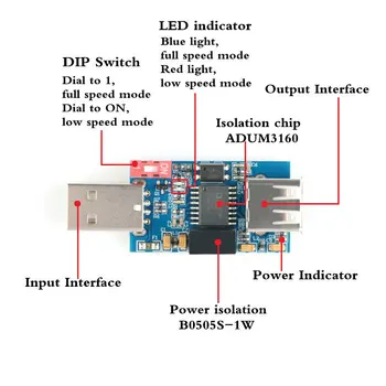 Isolator USB to USB Isolator Module Protection Board Isolation ADUM3160 Single Isolation USB Module 1500V
Isolator USB to USB Isolator Module Protection Board Isolation ADUM3160 Single Isolation USB Module 1500V