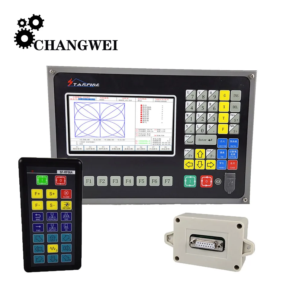 2-axis CNC cutting machine system kit Plasma flame cutting machine controller SF-2100C + Wireless remote control SF-RF06A
2-axis CNC cutting machine system kit Plasma flame cutting machine controller SF-2100C + Wireless remote control SF-RF06A