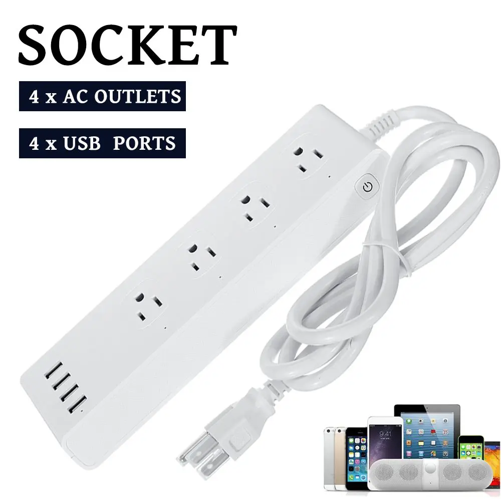 Smart WIFI Socket US Plugs Multiple Power Sockets Surge Protector 4 USB Ports Socket Switch Support Alexa Google Home Timer
Smart WIFI Socket US Plugs Multiple Power Sockets Surge Protector 4 USB Ports Socket Switch Support Alexa Google Home Timer