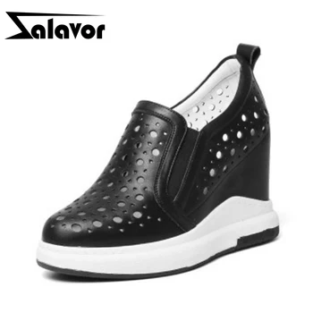 ZALAVOR Office Lady Real Genuine Leather High Wedges Shoes Women Hallow Out Round Toe Wedges Pumps Daily Work Shoes Size 31-40
ZALAVOR Office Lady Real Genuine Leather High Wedges Shoes Women Hallow Out Round Toe Wedges Pumps Daily Work Shoes Size 31-40