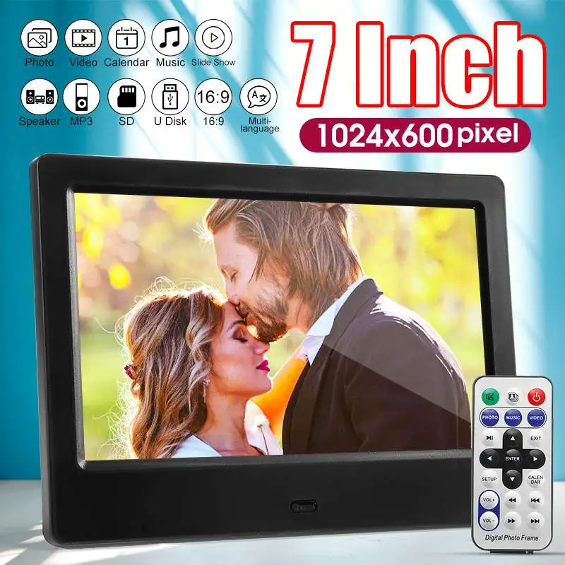 7 Inch LED Backlight HD 1024×600 Full Function Digital Photo Frame+Remote Control Electronic Album digitale Picture Music Video
7 Inch LED Backlight HD 1024×600 Full Function Digital Photo Frame+Remote Control Electronic Album digitale Picture Music Video
