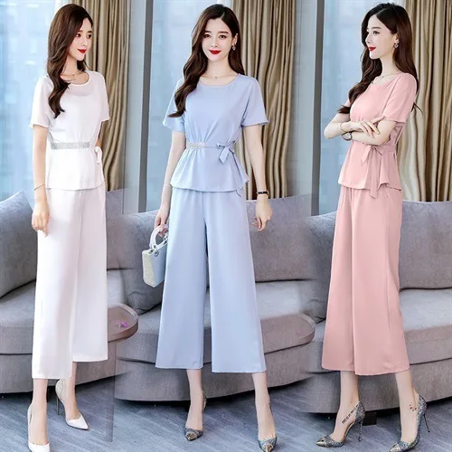 Fashion Simple Cool Comfortable Slimming Waist Hugging Solid Color Two-Piece 2019 Summer WOMEN'S Suit Two-Piece Set
Fashion Simple Cool Comfortable Slimming Waist Hugging Solid Color Two-Piece 2019 Summer WOMEN'S Suit Two-Piece Set