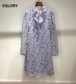 New Arrival Dress 2020 Autumn Style Women Ruffled Collar Elegant Purple Floral Print Hollow Out Sexy Long Sleeve Casual Dress 
New Arrival Dress 2020 Autumn Style Women Ruffled Collar Elegant Purple Floral Print Hollow Out Sexy Long Sleeve Casual Dress