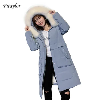 Fitaylor Winter Women Large Fur Collar Hooded Long White Duck Down Parkas Casual Female Snow Warm Thick Coat Windproof Outwear
Fitaylor Winter Women Large Fur Collar Hooded Long White Duck Down Parkas Casual Female Snow Warm Thick Coat Windproof Outwear