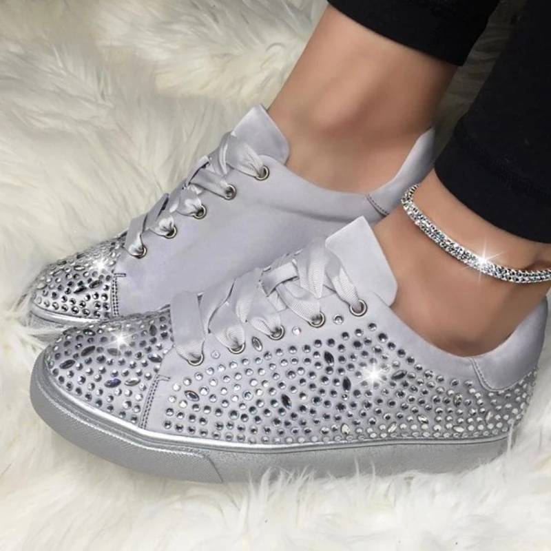 Women Flat Glitter Sneakers Casual Female Mesh Lace Up Bling Platform Comfortable Plus Size Vulcanized Shoes 2020
Women Flat Glitter Sneakers Casual Female Mesh Lace Up Bling Platform Comfortable Plus Size Vulcanized Shoes 2020