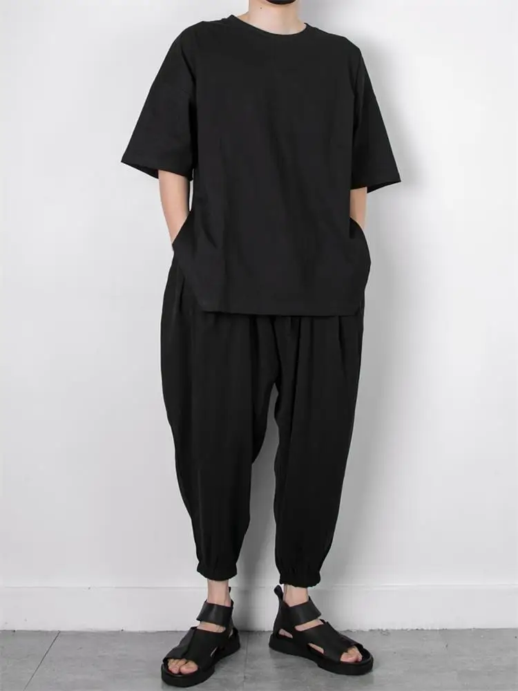 Men's new summer dark side slits loose big size five cuff sleeve solid color short sleeve urban youth partition 
Men's new summer dark side slits loose big size five cuff sleeve solid color short sleeve urban youth partition