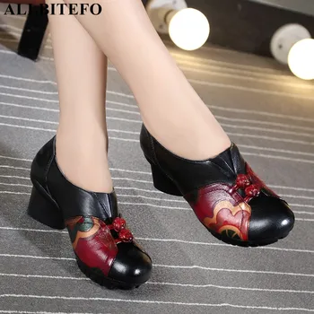 ALLBITEFO printing flower design soft genuine leather fashion high heel shoes thick heel girls women heels high heels for woman 
ALLBITEFO printing flower design soft genuine leather fashion high heel shoes thick heel girls women heels high heels for woman