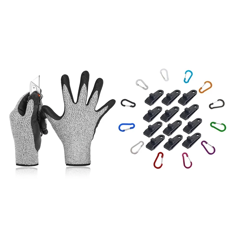 Level 5 Cut Resistant Gloves 3D Comfort Stretch Fit Grey 1 Pair(Xl) with 24 Pcs Thumb Screw Strong Lock Grip Tent Clamps
Level 5 Cut Resistant Gloves 3D Comfort Stretch Fit Grey 1 Pair(Xl) with 24 Pcs Thumb Screw Strong Lock Grip Tent Clamps
