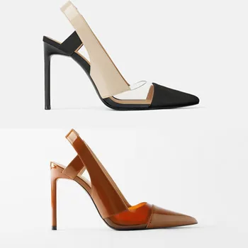 Women's shoes stitching plastic slingback high-heeled shoes pointed toe stiletto super high heel 2020 spring and summer
Women's shoes stitching plastic slingback high-heeled shoes pointed toe stiletto super high heel 2020 spring and summer