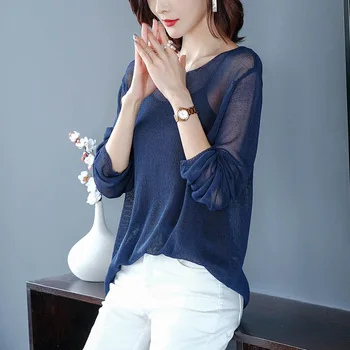 Women's Large Size Spring Sweater Long Sleeve Loose 2020 Spring and Summer New Ice Silk Sunscreen Air Conditioning Shirt Women
Women's Large Size Spring Sweater Long Sleeve Loose 2020 Spring and Summer New Ice Silk Sunscreen Air Conditioning Shirt Women