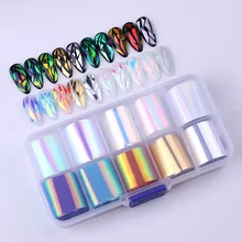 Etiqueta engomada de la transferencia del arte de uñas calcomanías de uñas o papel de vidrio 1 caja de belleza diseño colorido moda uñas DIY decoración consejos(China)