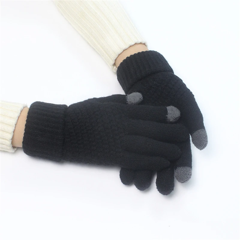 Fashion Autumn Winter Knitted Gloves Touchscreen Warm Jacquard Soft Velvet Lining Cold Weather Outdoor Women Men Couple Mitten