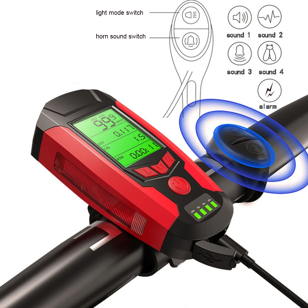 3 In 1 USB Bicycle Flashlight 5 LED Bicycle Computer/Horn Bike Front Light IPX4 Waterproof Headlight Odometer Bike Accessories
3 In 1 USB Bicycle Flashlight 5 LED Bicycle Computer/Horn Bike Front Light IPX4 Waterproof Headlight Odometer Bike Accessories