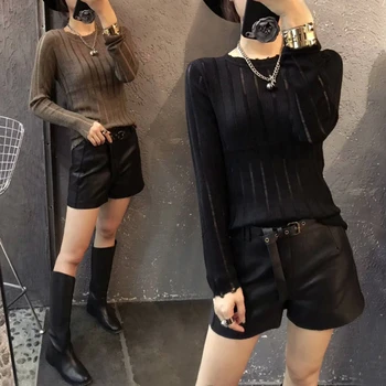 4xl good quality plus big size latest women spring autumn winter 2020 pure color elastic thin black sweaters female A5490
4xl good quality plus big size latest women spring autumn winter 2020 pure color elastic thin black sweaters female A5490