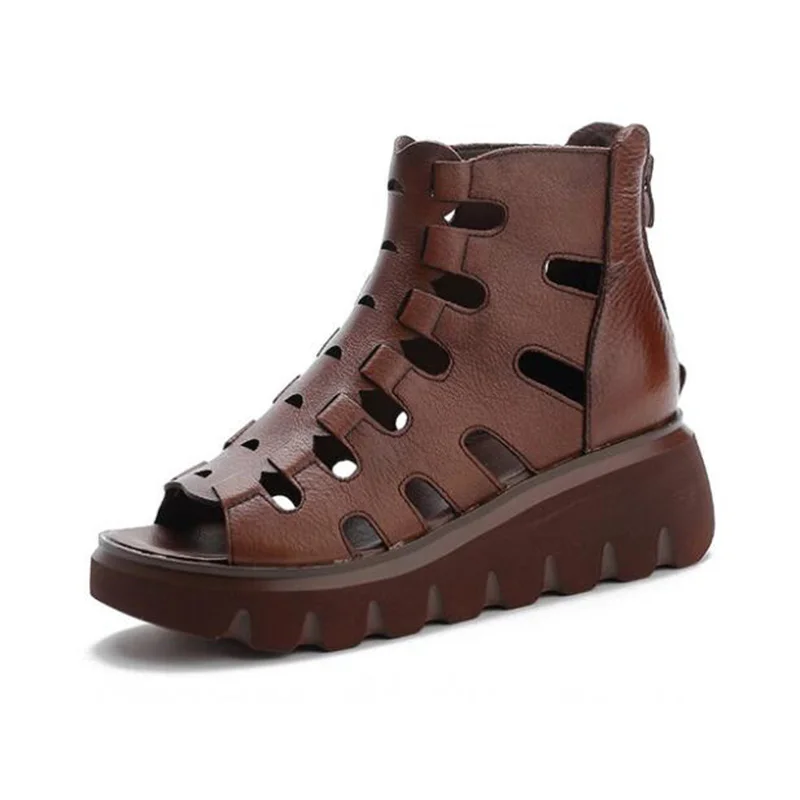 2021 Summer Genuine Leather Sandals Women Slope Heel Waterproof Roman Gladiator Sandals Fish Mouth Toe Hollow Sandalias De Mujer
2021 Summer Genuine Leather Sandals Women Slope Heel Waterproof Roman Gladiator Sandals Fish Mouth Toe Hollow Sandalias De Mujer