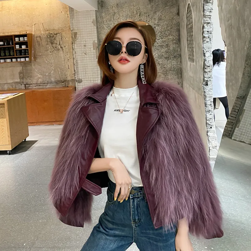 genuine leather jacket women's genuine raccoon fur coats (7)