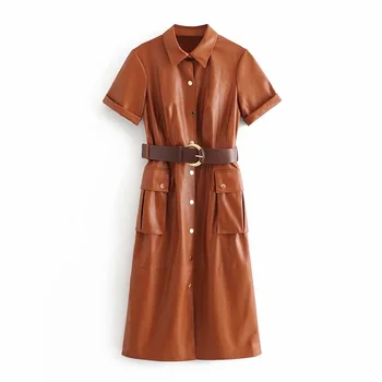 Za women's new fall 2019 Lapel curled short sleeve patch pocket MIDI dress Pu imitation leather belt dress 03046277702
Za women's new fall 2019 Lapel curled short sleeve patch pocket MIDI dress Pu imitation leather belt dress 03046277702