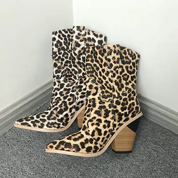 Leopard Print Cowboy Boots for Women Wedge Heel Ankle Boots Pointed Toe Chunky Heel Winter Boots Ladies Brown White Short Boots
Leopard Print Cowboy Boots for Women Wedge Heel Ankle Boots Pointed Toe Chunky Heel Winter Boots Ladies Brown White Short Boots