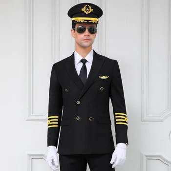 New Arrival Men's Captain Uniform Male High Quality Pilot Blazer Sets Suit Uniform Stage Performance Costume Homme Outwear
New Arrival Men's Captain Uniform Male High Quality Pilot Blazer Sets Suit Uniform Stage Performance Costume Homme Outwear