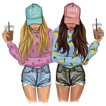 Beautiful Girls Badges Patch Diy Thermal Transfer Stripe Garment A-Level Washable Transfers For Clothing Fashion Girl Pattern