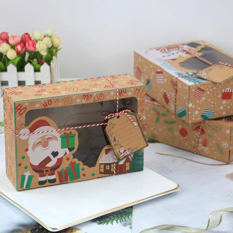 12 / pack (4 in 3 style) new kraft paper box kraft paper large Christmas Candy Box PVC window biscuit box Gingerbread box 2022
12 / pack (4 in 3 style) new kraft paper box kraft paper large Christmas Candy Box PVC window biscuit box Gingerbread box 2022