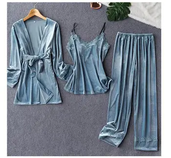 Autumn New 3PCS Sleepwear Velour Nightwear Women Nightgown Pajamas Sexy Pyjamas Lace Patchwork Kimono Gown Soft Home Clothes
Autumn New 3PCS Sleepwear Velour Nightwear Women Nightgown Pajamas Sexy Pyjamas Lace Patchwork Kimono Gown Soft Home Clothes