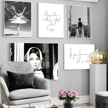 Audrey Hepburn Black White Fashion Poster Canvas Wall Art Print Painting Motivational Quote Decorative Picture Modern Decoration
Audrey Hepburn Black White Fashion Poster Canvas Wall Art Print Painting Motivational Quote Decorative Picture Modern Decoration